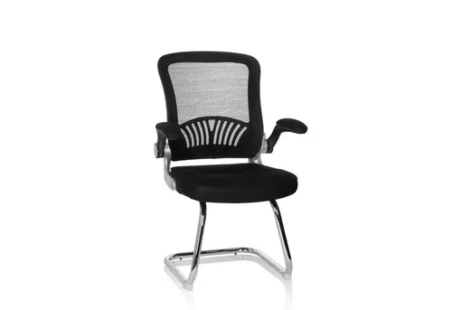 hJh-OFFICE Besucherstuhl Flyer Pro V mit Armlehnen - Bürostuhl mit ergonomischer Rückenlehne und atmungsaktiver Netzbespannung. Ideal für komfortable Sitzzeiten bis zu 4 Stunden täglich, belastbar bis 120 kg.