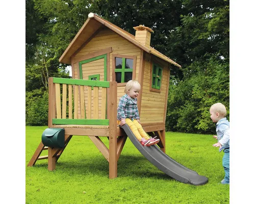 Spielhaus Spielturm axi Robin – Robuster Spielturm aus Holz - Gartenhäuser & Spieltürme, stabiler Spielturm mit Satteldach in Braun und Grün für endlosen Spielspaß im Freien.