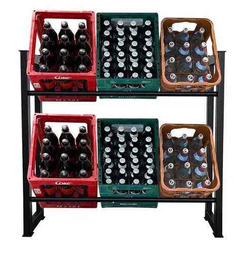 Quick Star Flaschenregal 6-tlg. für Getränkekisten - Stabiles Getränkekistenregal aus pulverbeschichtetem Stahl, ideal für die Lagerung von 6 Sprudelkisten. Mit 50cm Lagenabstand für einfachen Zugriff und Gummiabschlüssen zum Schutz des Bodens.