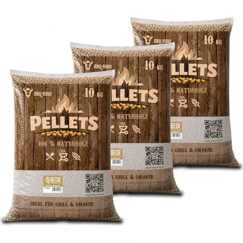 BBQ-Toro Grillpellets Buche 30 kg - 100% Buchenholz - Grillpellets für Grill, Smoker und Pizzaofen, bieten intensiven Rauchgeschmack und gleichmäßige Verbrennung für besten Grillgenuss.
