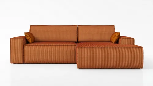 Ecksofa TOR mit Schlaffunktion in Terra - Braun - Das Ecksofa TOR vereint modernes Design und Funktionalität. Mit hochwertigem Cord und praktischer Schlaffunktion verwandelt es sich mühelos in ein bequemes Bett. Ideal für jedes Zuhause!