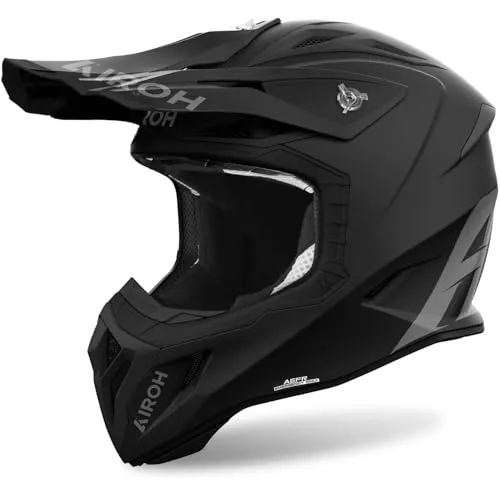 Airoh Aviator Ace 2 Color Motocrosshelm - Matt-Schwarz - M - Motorradhelm mit doppelter Composite Carbon-Schale und innovativem Belüftungssystem, ideal für echte Zweiradliebhaber und Bluetooth-fähig für zusätzlichen Komfort.