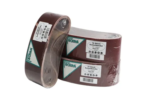 Eckra Schleifscheibe 75x533mm Mix Sortiment 30 Schleifbänder - Vielseitiges Sortiment mit Körnungen 80, 150 und 320 für optimale Schleifergebnisse. Ideal für Bandschleifer und Holzarbeiten, langlebig und effektiv.