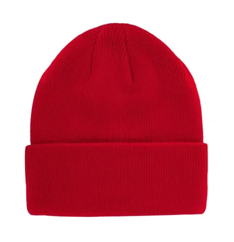 axy Kinder Winter Beanie Strickmütze mit breiter Krempe für Jungs und Mädchen von 1-6 Jahren, Kindermütze Jungen Kleinkind (Rot)