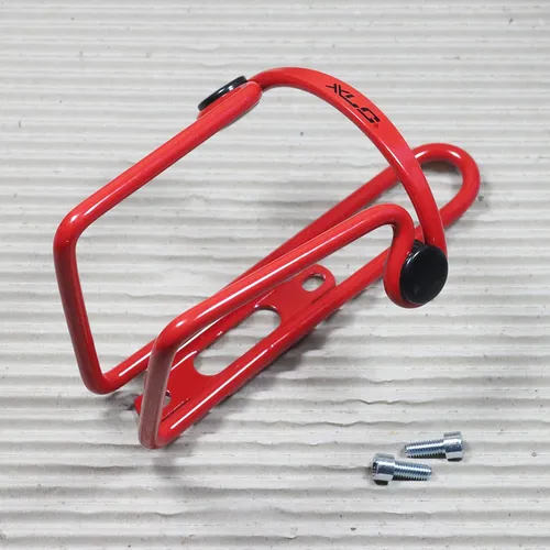 Flaschenhalter XLC Alu BC-A02 rot mit Polster mit 2 Stück Schraube