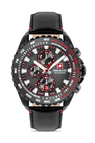 Swiss Military Hanowa SMWGC0001832 Stone Marten Chrono Herrenuhr - Armbanduhren für Herren mit Swiss Made Qualität, 10 ATM wasserdicht und edlem Echtlederarmband für höchsten Tragekomfort.