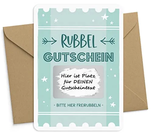 Rubbelkarte Gutschein zum Selbstbeschriften – Kreative Geschenkidee für Geburtstag, Weihnachten, Valentinstag – A6 Karte mit Rubbelsticker – DIY Gutschein von Kuschelich