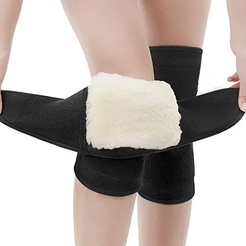 Faxianther Afinder Knieschoner Elastische Kniebandage Winter Weich Wolle Verdicken Knieschützer Thermo Knieorthese Beinlinge Beinwärmer Professionel Kniewärmer mit Klettverschluss