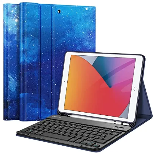 FINTIE Tastatur Hülle für iPad 10.2 Zoll - Tastaturhülle mit magnetisch abnehmbarer Bluetooth-Tastatur, robustem Schutz und integriertem Pencil Halter für iPad 9./8./7. Generation - ideal für produktives Arbeiten unterwegs.