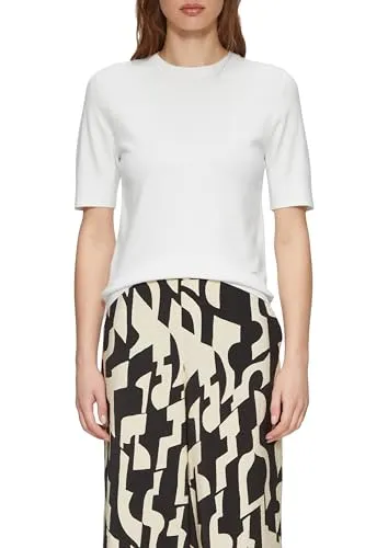 Kurzärmeliger Strickpullover aus Viskosemix Creme 44