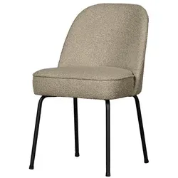 Esszimmerstuhl Vogue aus Bouclé-Stoff, beige mit schwarzem Metallgestell