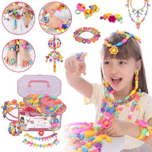 Balakaka Perlensets für Mädchen Geburtstag, 600pcs Armbänder Selber Machen DIY Bunte Perlen Set, Perlen Zum Auffädeln Kinder Schmuck für Mädchen ab 3-8 Jahre