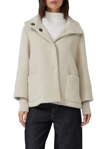 s.Oliver BLACK LABEL Damen Outdoorjacke, Gr. 38, grau braun - Funktionsjacke mit hochschießendem Kragen, lässig geschnitten und ideal für aktive Frauen, die auch bei kühlem Wetter stilvoll bleiben möchten.