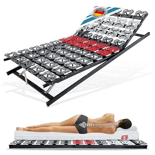 Matratzen Perfekt 5 Zonen Verstellbarer Tellerrahmen Terra Med T-Flex - Lattenrost mit 55 flexiblen Tellermodulen für optimale Unterstützung, bereits montiert geliefert und bis zu 200 kg belastbar.