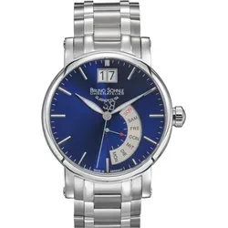 Bruno Söhnle Glashütte PESARO I - Herrenuhr mit Großdatum - Armbanduhren mit 100 m Wasserbeständigkeit, edlem Edelstahlgehäuse und elegantem blauen Lederarmband – ideal für stilbewusste Herren.
