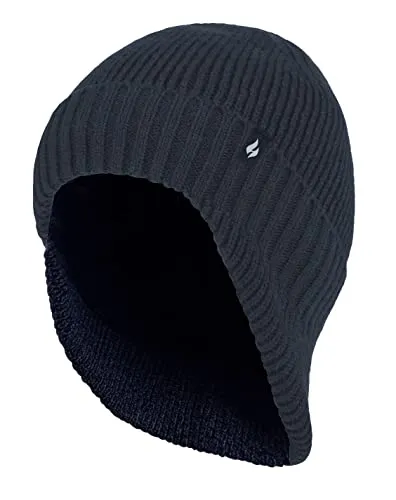 HEAT HOLDERS - Herren Gefüttert Beanie Mütze mit Nackenschutz für Winter (Einheitsgröße, Marine)