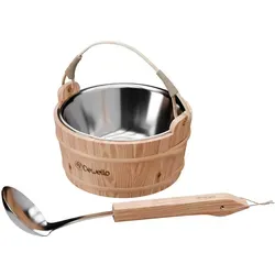 Dewello® Saunaeimer Set mit Kelle und Edelstahleinsatz in braun von Dewello