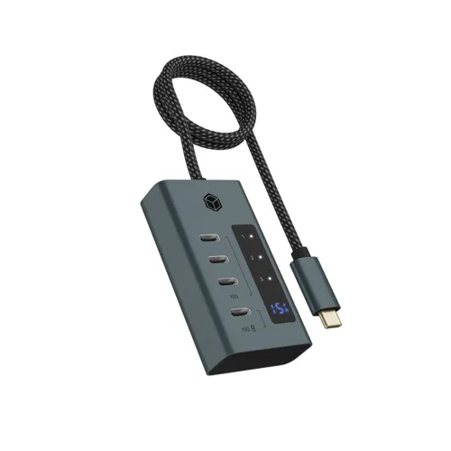 IcyBox Hub USB 3.2 Gen 2 Type-C IB-HUB1454-C31 - USB-Hub mit 4 USB Type-C Ports, ideal für schnelle Datenübertragung bis zu 10 Gbit/s und gleichzeitiges Laden mit 20 Watt. Perfekt für mobiles Arbeiten!
