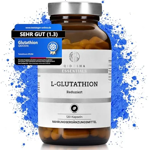 QIDOSHA® L Glutathion 500mg - TESTSIEGER 01/2024 - Vitamine, Mineralien & Ergänzungsmittel - Hochdosierte L-Glutathion Kapseln aus 100% natürlicher Fermentation, ausgezeichnet mit SEHR GUT von Testsieger-Online.