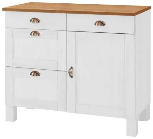 Home affaire Unterschrank Oslo 100 cm breit - Unterschrank aus FSC®-zertifiziertem Massivholz, mit 2 Schubkästen und großzügigem Stauraum, ideal für eine moderne Landhausküche.