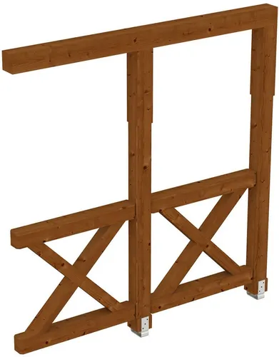 Seitenwand Andreaskreuz SKAN HOLZ Douglasie 205x210 cm - Hochwertige Seitenwand aus Douglasienholz in edlem Nussbaum, ideal für stilvolle Gartenhäuser und zusätzliche Stabilität.