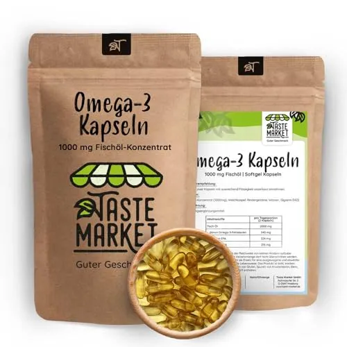 Stk. Omega-3 Kapseln | 1000 mg Fischöl pro Kapsel | hochdosiert | Omega-3 Fettsäuren mit EPA und DHA 100