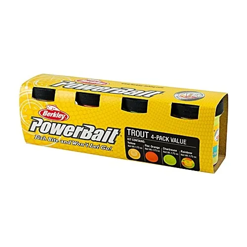 Berkley Power Bait 4er Pack - Forellenteig - Köder & Futtermittel, ideal für erfolgreiches Angeln mit langanhaltendem Duft und Geschmack für eine höhere Fangrate.