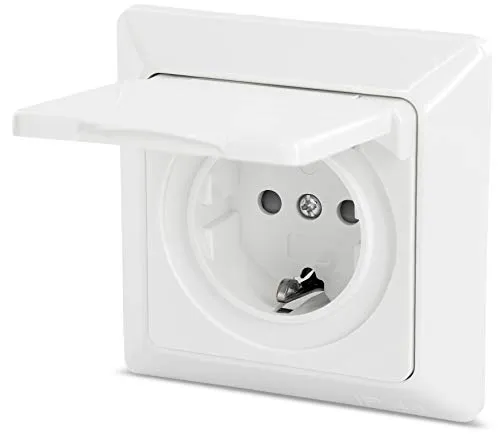 Unterputz Steckdose IP44, All-in-One, Serie P1 cremeweiß