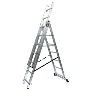SZ Metall Vielzweckleiter silber 3x 7 Sprossen, H: 409,0 cm
