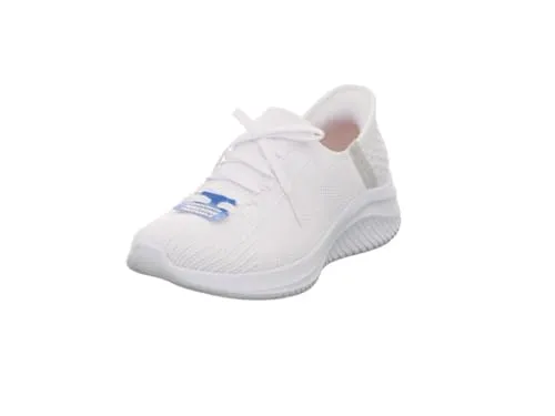 Skechers Damen Sneakers - Sports Shoes, White Knit Light Gray Trim, 36 EU - Damen-Sneaker mit Hands Free Slip-Ins für müheloses Anziehen und exklusivem Fersenkissen für sicheren Halt. Ideal für den ganzen Tag mit luftgekühltem Memory-Schaum für höchsten Komfort.