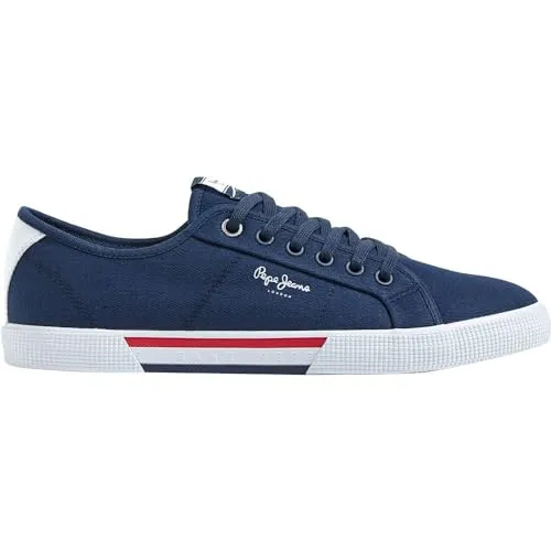 Pepe Jeans Basic Turnschuhe Brady Navy - Herren-Sneaker aus robustem Canvas mit flacher Absatzform, ideal für lässige Looks und den täglichen Komfort.