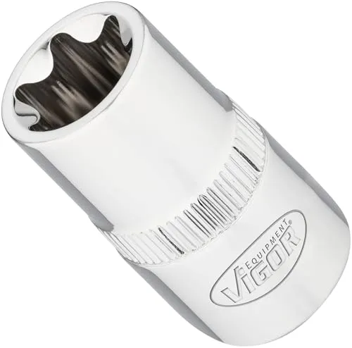 ViGOR V2196N Steckschlüsseleinsatz T 1/2 E18, 1/2 Zoll (12,5 mm) Vierkant, E Profil, Länge 38 mm, Hochwertiger Antrieb für präzises Arbeiten