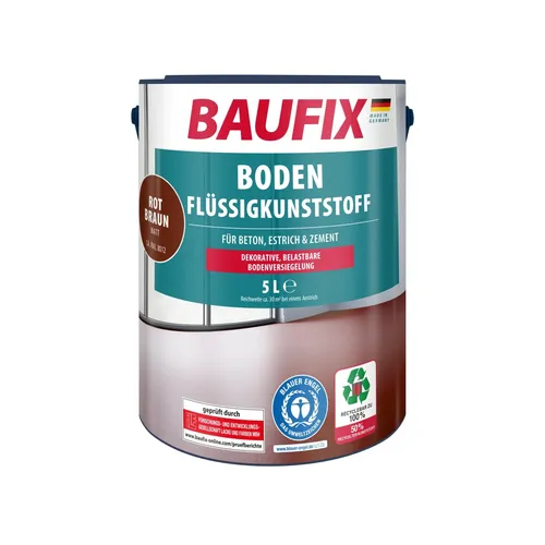 BAUFIX Boden-Flüssigkunststoff rotbraun matt, 5 Liter - Farbe & Lacke – Hochwertige Versiegelung für Beton- und Estrichoberflächen, wasserverdünnbar und ideal für langlebige Ergebnisse.