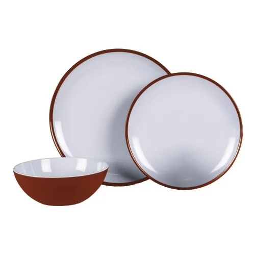 Kampa Ember Red 12-Teile-Geschirr-Set - Campinggeschirr-Set aus leichtem, kratzfestem Melamin, einfach zu reinigen und spülmaschinenfest – perfekt für Ihre Campingabenteuer!