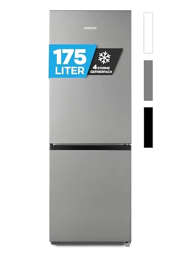 HEINRICHS Kühlgefrierkombination 175L - 122L Kühlvolumen, 53L Gefrierfach, leise 39dB und energieeffizient mit nur 195 kWh/Jahr