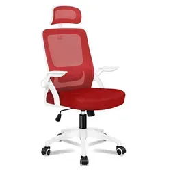 ALFORDSON Ergonomischer Büro-Schreibtischstuhl mit Kopfstütze - Rot - Hochwertiger Bürostuhl für das Home-Office mit atmungsaktivem Netzstoff und ergonomischer Unterstützung. Ideal für lange Arbeitsstunden, sorgt für hohen Sitzkomfort und passt sich flexibel an Ihre Bedürfnisse an.