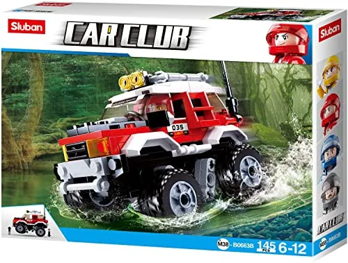 Sluban Klemmbausteine SL07114, Offroad-Fahrzeug - (142 Teile) [M38-B0663B], Spielset, Klemmbausteine, Rennauto, mit Spielfigur, Car Club