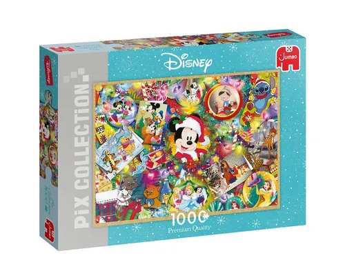 Jumbo 18876 Disney Pix Collection Weihnachten Puzzle - 1000 Teile Puzzle mit zauberhaften Disney Charakteren im Weihnachts-Design, ideal für Familien und Disney-Fans.