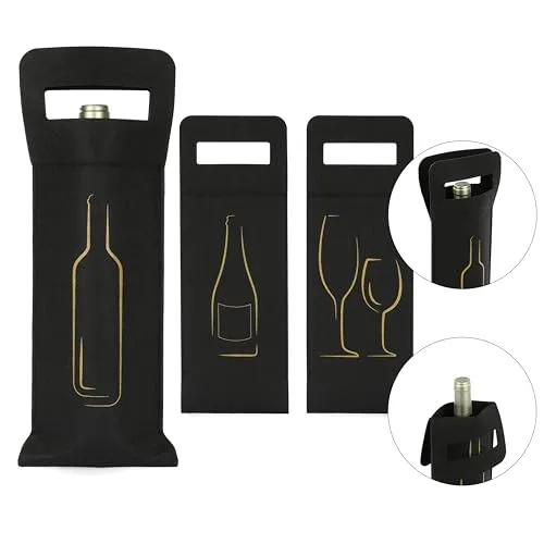 Nordstern® Filz Flaschentüten Geschenktüten für Wein-, Likör- und Sektflaschen - 3er Set