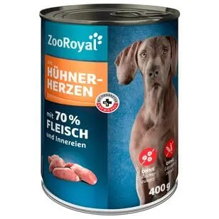 ZooRoyal Hundefutter mit Hühnerherzen, 6er Pack (6 x 400g)