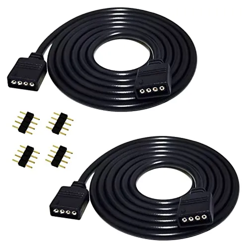 LITAELEK 2pcs 2.5m RGB LED Streifen Verlängerungskabel 4 polig LED Band Verlängerung Kabel RGB 5050 3528 2835 LED Strip Extension Cord LED Stripe Extension Cable LED Verbinder Anschluss, Schwarz