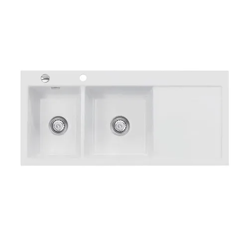 Systemceram Küchenspüle KeraDomo MERA DOUBLE Becken links Excenterbedienung Satin, 110/510 cm