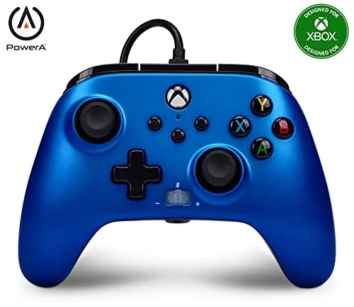 Verbesserter Kabelgebundener Controller von PowerA für Xbox Series X|S - Sapphire Fade, Gamepad, Kabelgebundener Videospiel-Controller, Gaming-Controller, Geeignet für Xbox One, Offiziell lizensiert