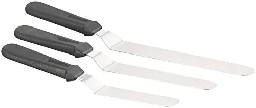 Rosenstein & Söhne Tortenspachtel: 3er-Set Edelstahl-Winkelpaletten in 3 Größen mit ergonomischen Griffen (Kuchenpalette, Kuchenpalette klein, Tortenheber)