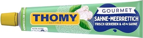 THOMY Gourmet Meerrettich mild 190g - Feine Meerrettich-Paste - Meerrettich-Paste aus frisch geriebenen Wurzeln und 45% Sahne, ideal zu Fisch und Fleisch, in recycelbarer Aluminiumtube.