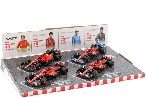 4-Car Set Ferrari Charles Leclerc Formel 1 2023-2024 1:43 Bburago