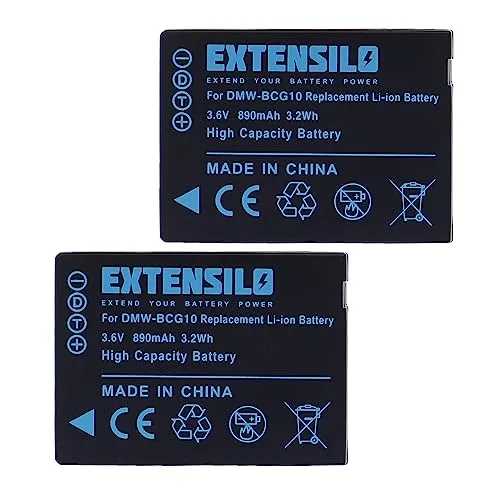 EXTENSILO 2X Akku für Panasonic Lumix DMC-TZ22, DMC-TZ25, DMC-TZ30 - Kamera-Akkus mit 890mAh für lange Betriebszeiten, sicher und zuverlässig dank Überhitzungs- und Überspannungsschutz. Ideal als Ersatz für Panasonic DMW-BCG10.