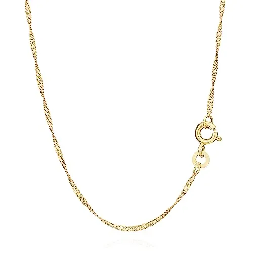 NKlaus Singapur Kette 333er Gold 50 cm - Ketten für Damen: Filigrane 333er Gelbgoldkette, leicht und elegant, ideal für jeden Anlass.