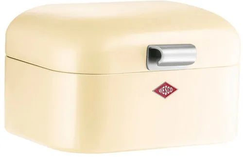 Wesco Box Mini Grandy - Mandel - Stilvolle Aufbewahrungsbox aus pulverbeschichtetem Stahlblech in Mandel, ideal für Küchenutensilien. Mit Lüftungslöchern und robusten Metallgriffen.