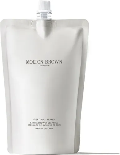 MOLTON BROWN Fiery Pink Pepper Bath & Shower Gel Refill 400 ml - Duschgel Nachfüllpackung mit dem luxuriösen Duft von rosa Pfeffer, Muskatnuss und Patchouli. Ideal zum Auffüllen Ihrer wiederverwendbaren Glasflasche für ein umweltfreundliches Verwöhnerlebnis.
